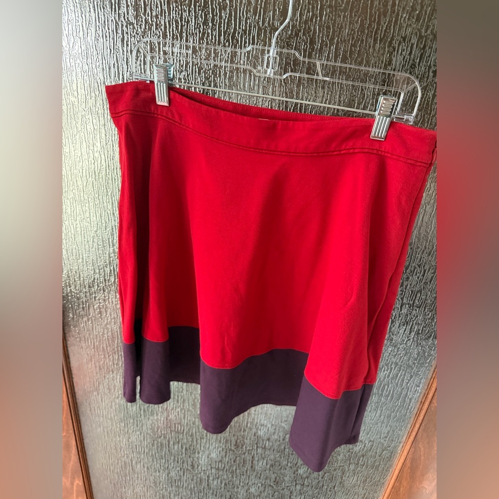 Boden Retro Colorblock Knit Flare Skirt - Red & Plum - US 12